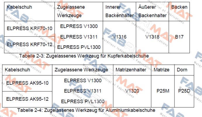 p/n: 5303-091300, Type: B17 Elpress