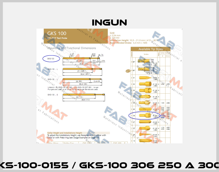 GKS-100-0155 / GKS-100 306 250 A 3000 Ingun