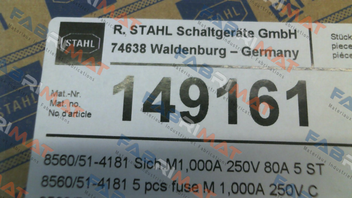 P/N:149161 Type: 8560/51-4181 Stahl