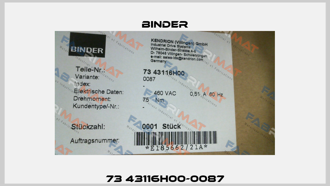 73 43116H00-0087 Binder