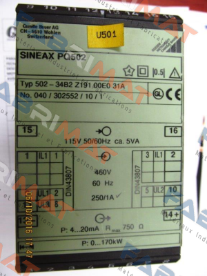 SINEAX 502-34B2Z19100E031A obsolete, replaced by Sineax P 530  Gossen Metrawatt