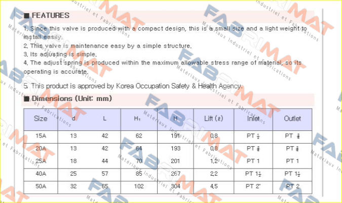 JSV-HT41 (Safety Valve)  Jokwang