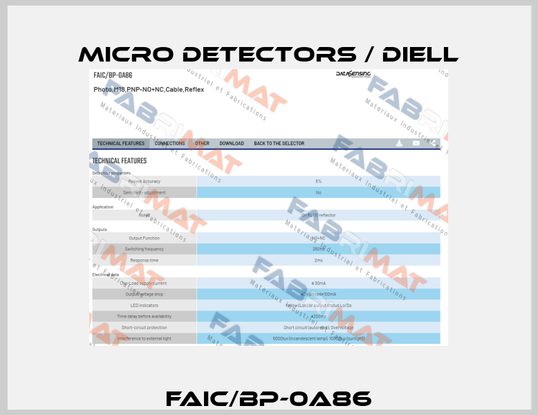 FAIC/BP-0A86 Micro Detectors / Diell