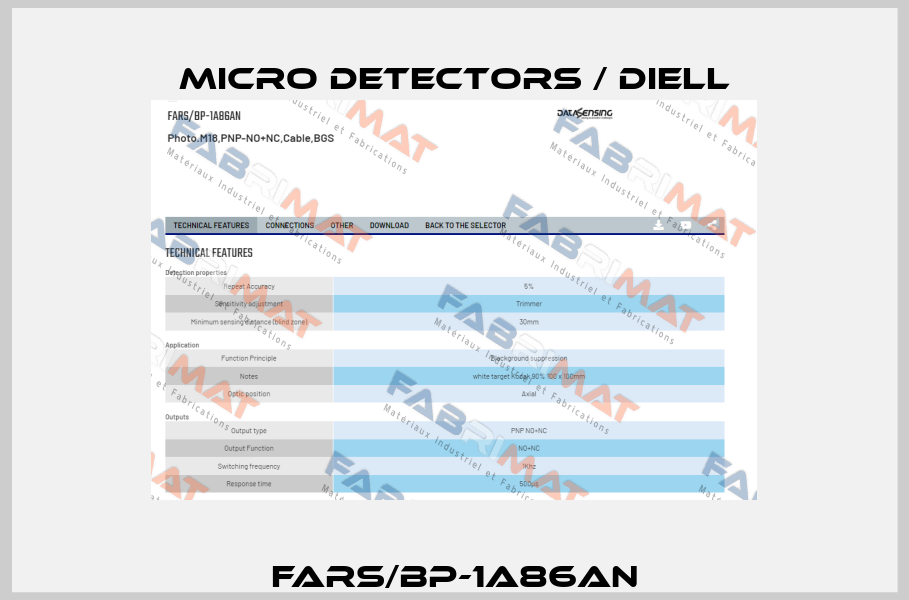FARS/BP-1A86AN Micro Detectors / Diell
