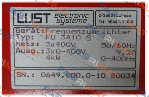 FU 3410 S obsolete, replaced by CDA34.010,Wx.x,PC1  Lust