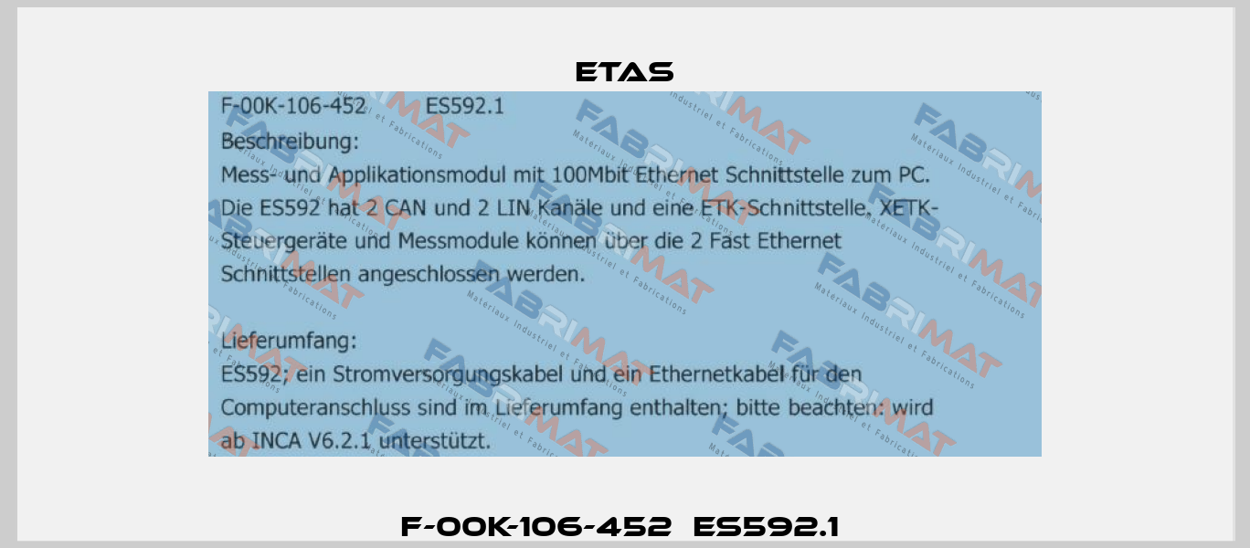 F-00K-106-452	ES592.1  Etas