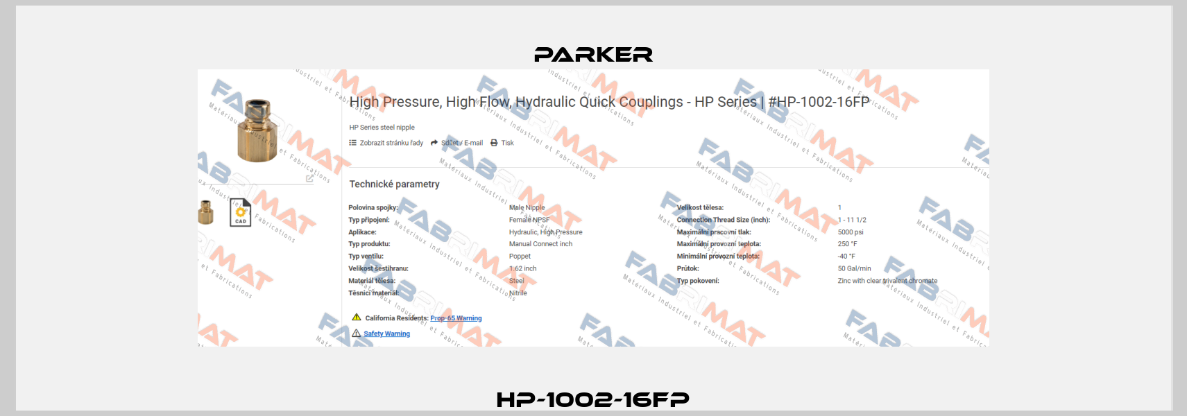 HP-1002-16FP Parker