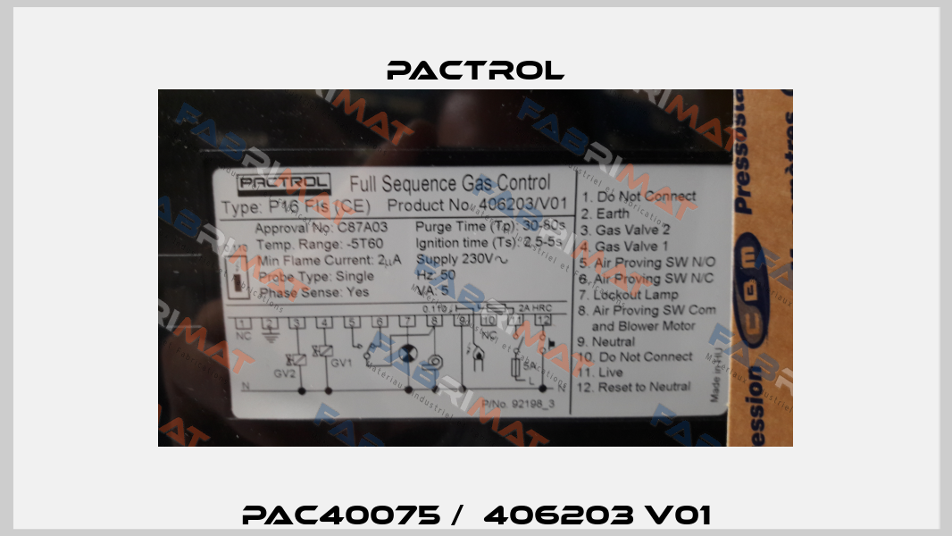 PAC40075 /  406203 V01 Pactrol