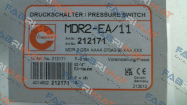 212171 / MDR 2/11-EA / MDR-2 GBA AAAA 070A090 XAA XXX Condor