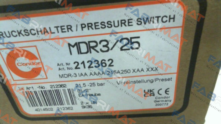 MDR 3/25  272885 Condor